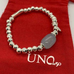 UNO de 50 Bracelet - Silver Bead Bracelet with Blue peal Silver-Plated Unisex